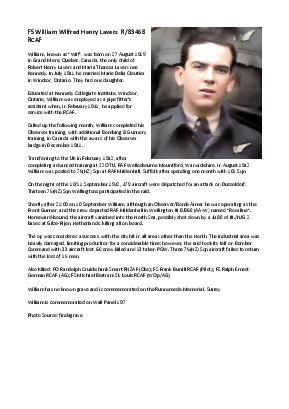 A preview of a PDF biography for Lavers, William Wilfred Henry